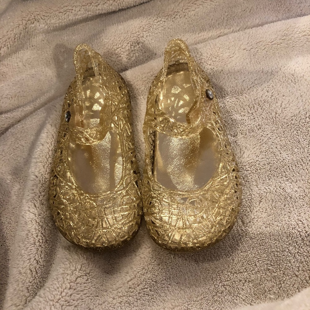 Toddler Girls Gold Sparkle Jelly Mary Janes Size:5